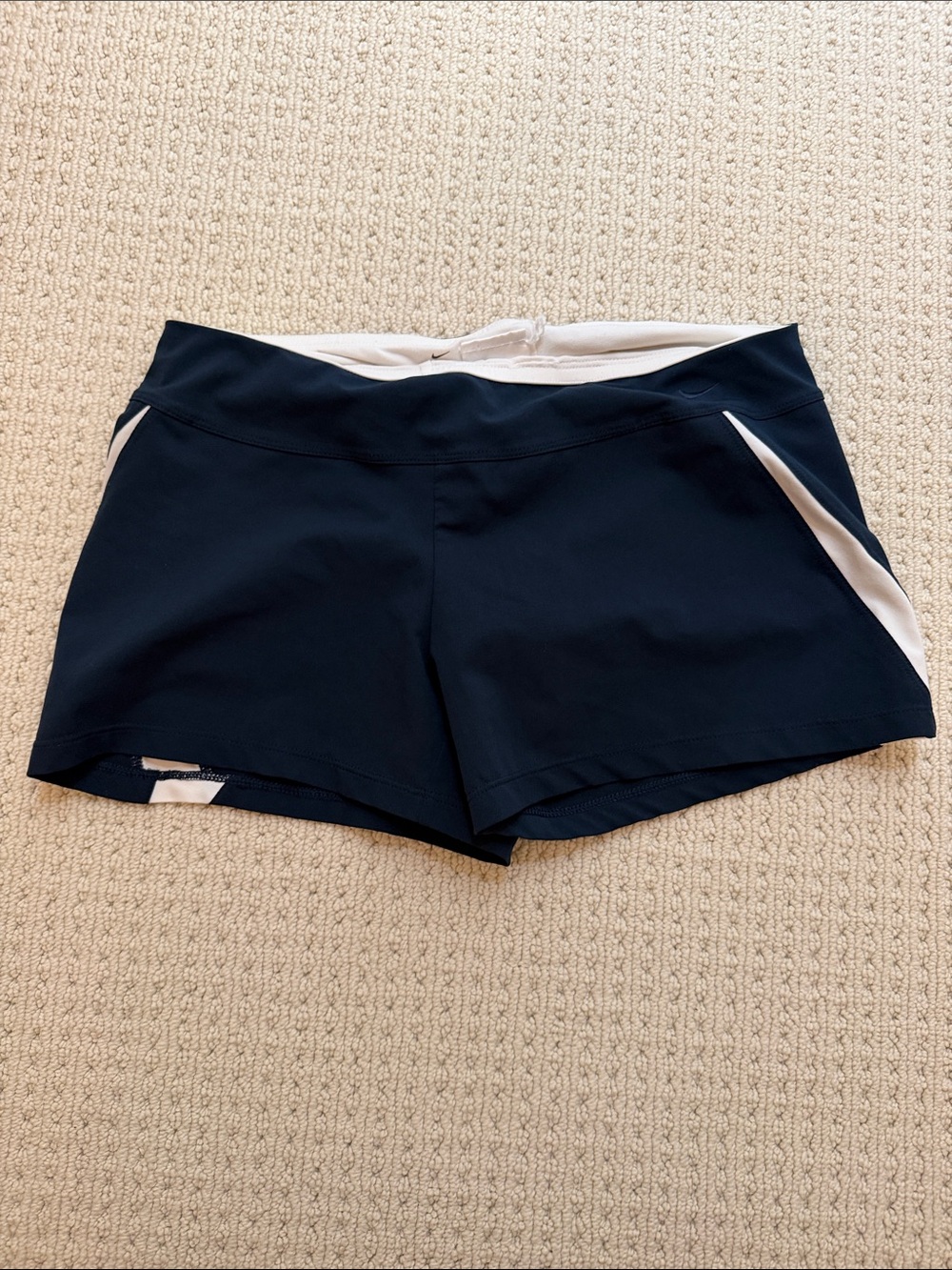 Nike Navy Dri-fit Athletic Shorts with Liner and White Trim